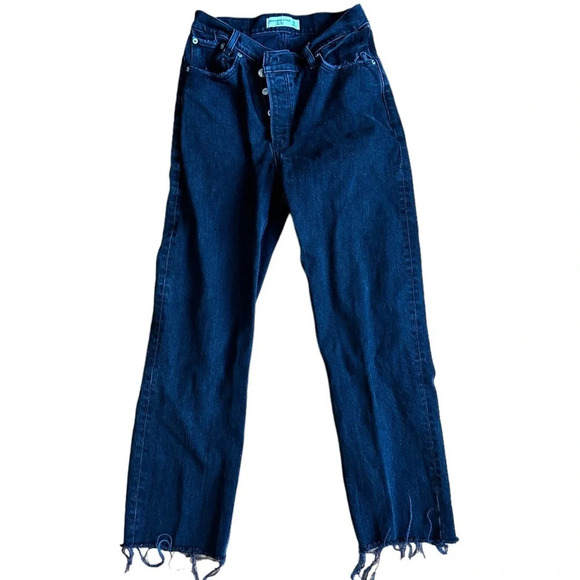 Abercrombie & Fitch Asymmetric crisscross The Dad High Rise Black Jeans 25/0 - Picture 5 of 15